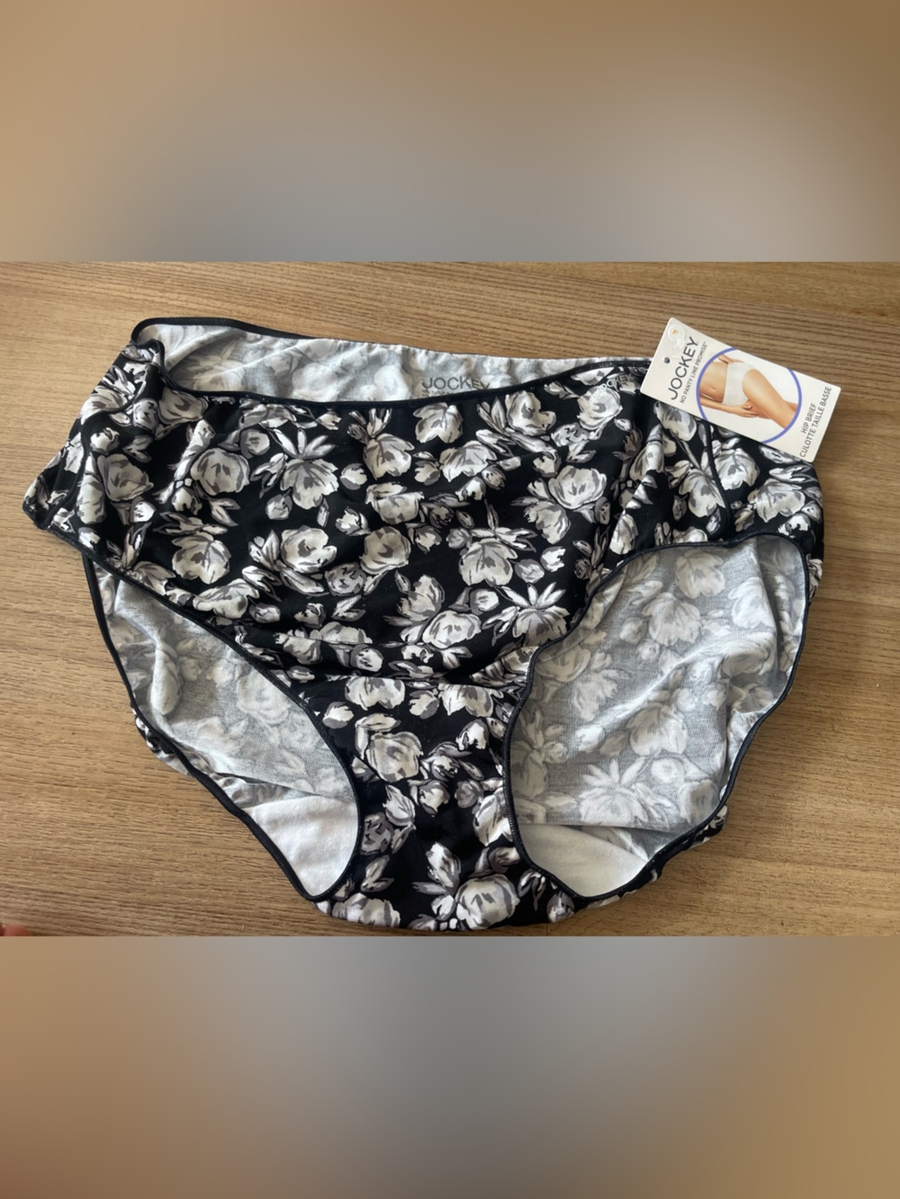 Jockey Black & White Floral Hip Brief size 7